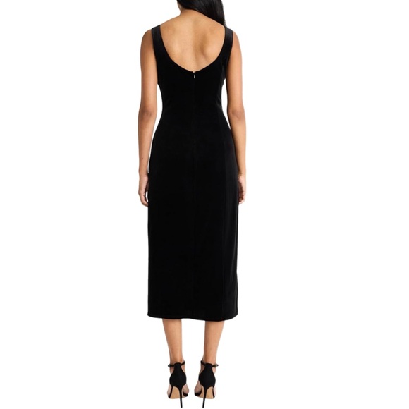 NWT Donna Morgan Solid Black Velvet Sleeveless Cocktail Midi Dress Size 6 - Picture 3 of 12